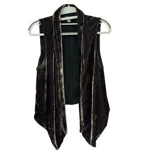 J. Jill Velvet Silk Blend Open Front Vest Grayish Brown Small Petite